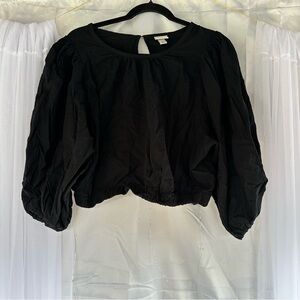 a new day Black Balloon Sleeve Blouse